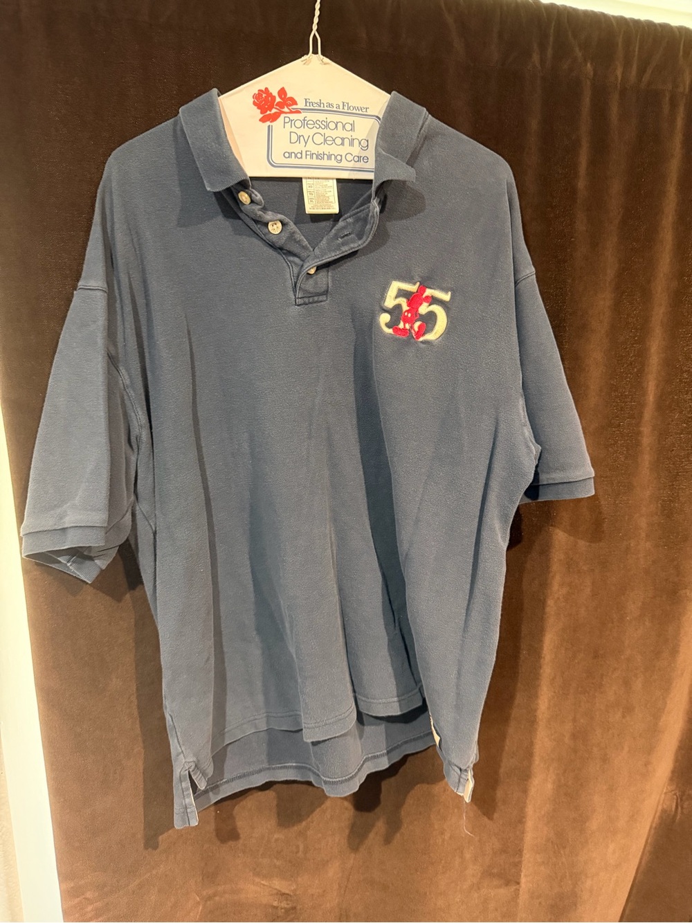 Disney Navy Polo Shirt with Embroidered 55 Crest